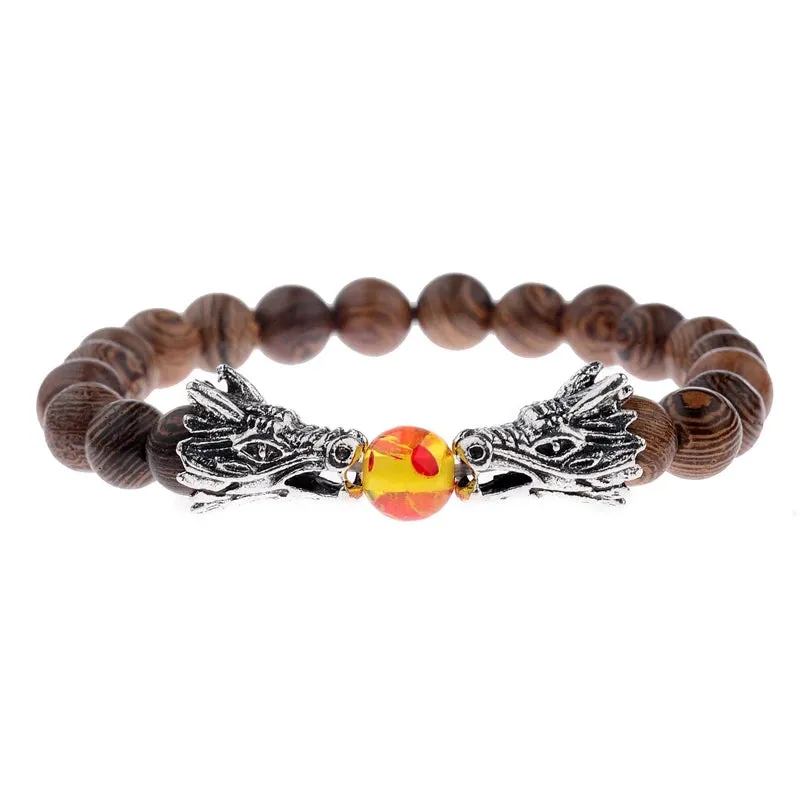 DUOVEI 2 Pcs/Set Natural Stone Beads Men's Dragon Bracelet Set Lava Stone Beaded Bracelets For Women Bileklik pulseras hombre