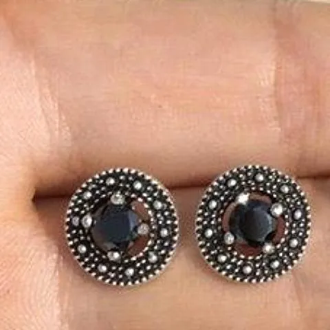 Elegant Black Halo Stud Earrings