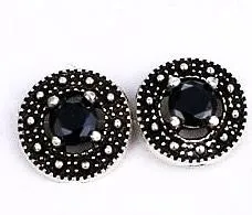 Elegant Black Halo Stud Earrings