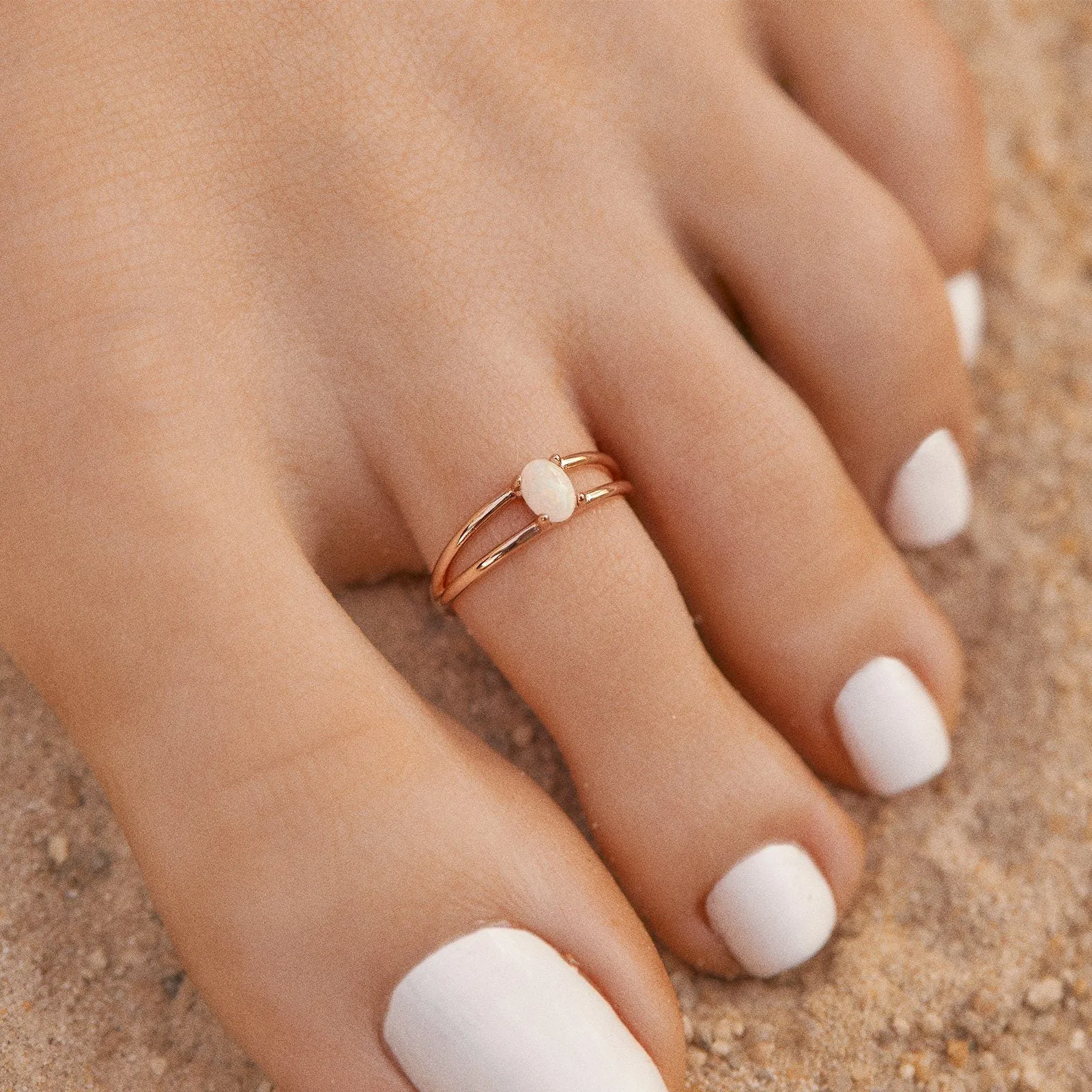 Floating Opal Toe Ring