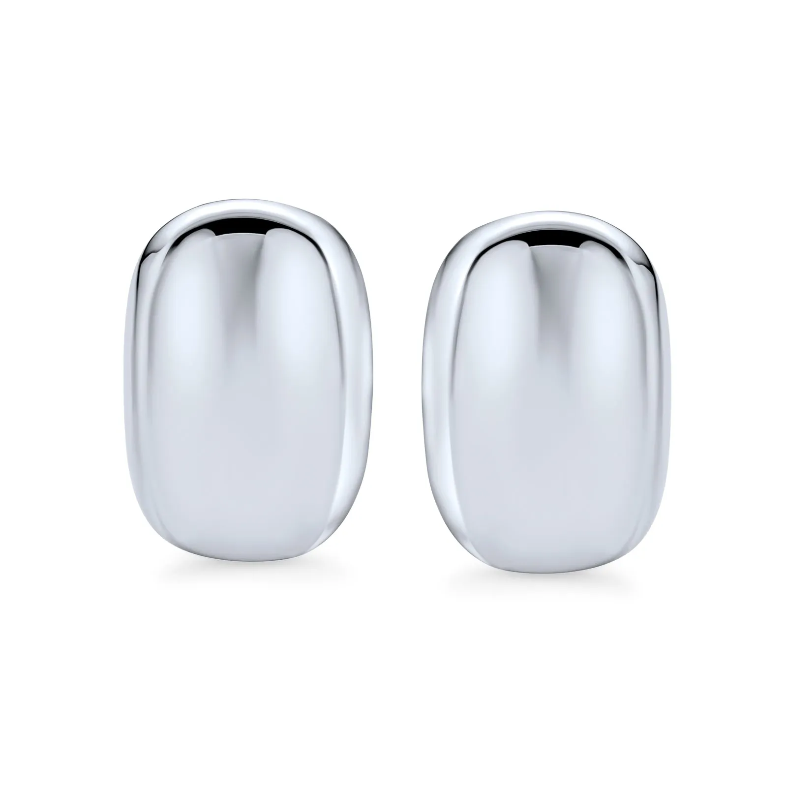 Geometric Modern Rectangular Teardrop Button Sterling Silver Clip On Earrings