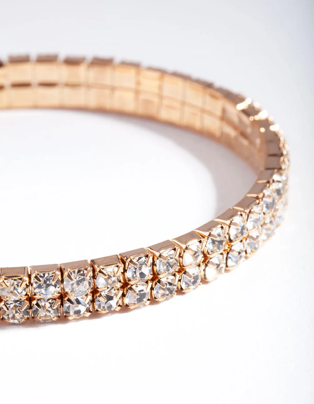 Gold 2 Row Cupchain Stretch Bracelet