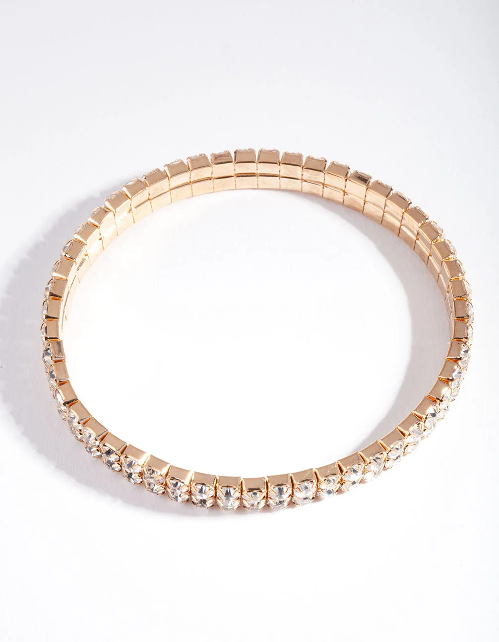 Gold 2 Row Cupchain Stretch Bracelet