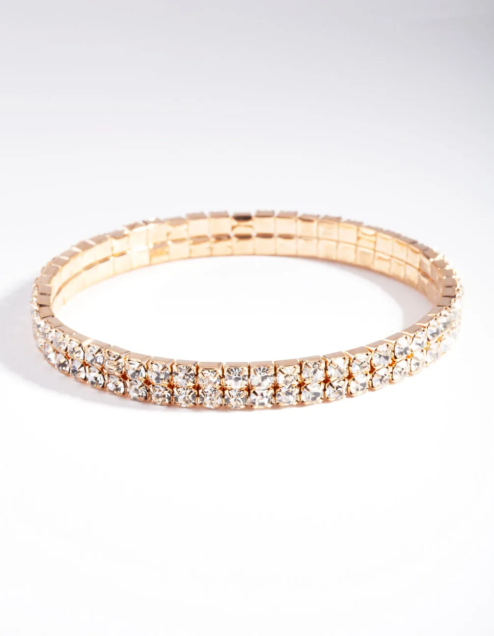 Gold 2 Row Cupchain Stretch Bracelet