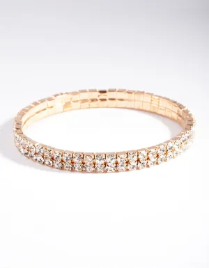 Gold 2 Row Cupchain Stretch Bracelet