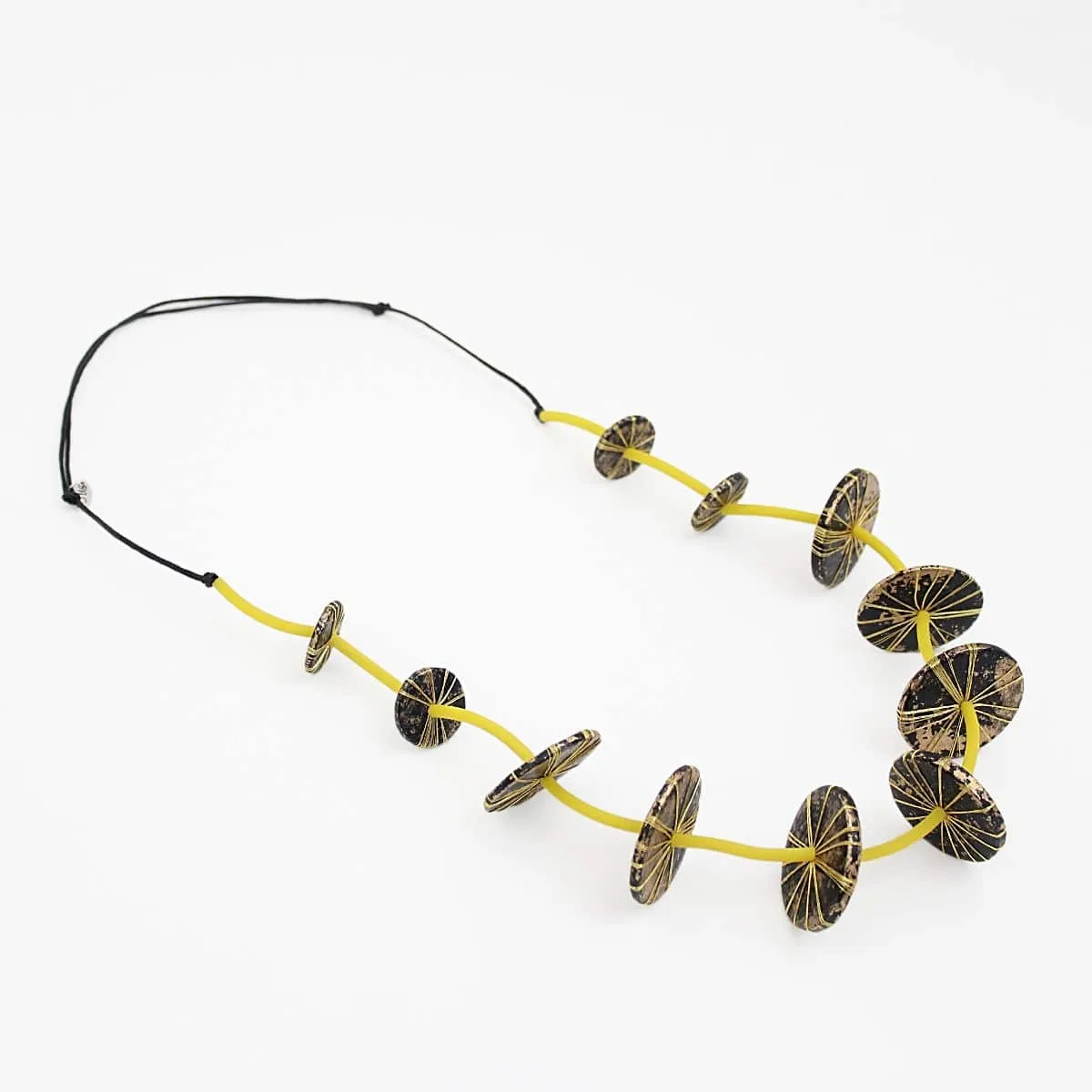 Gold and Yellow Disk Statement Necklace