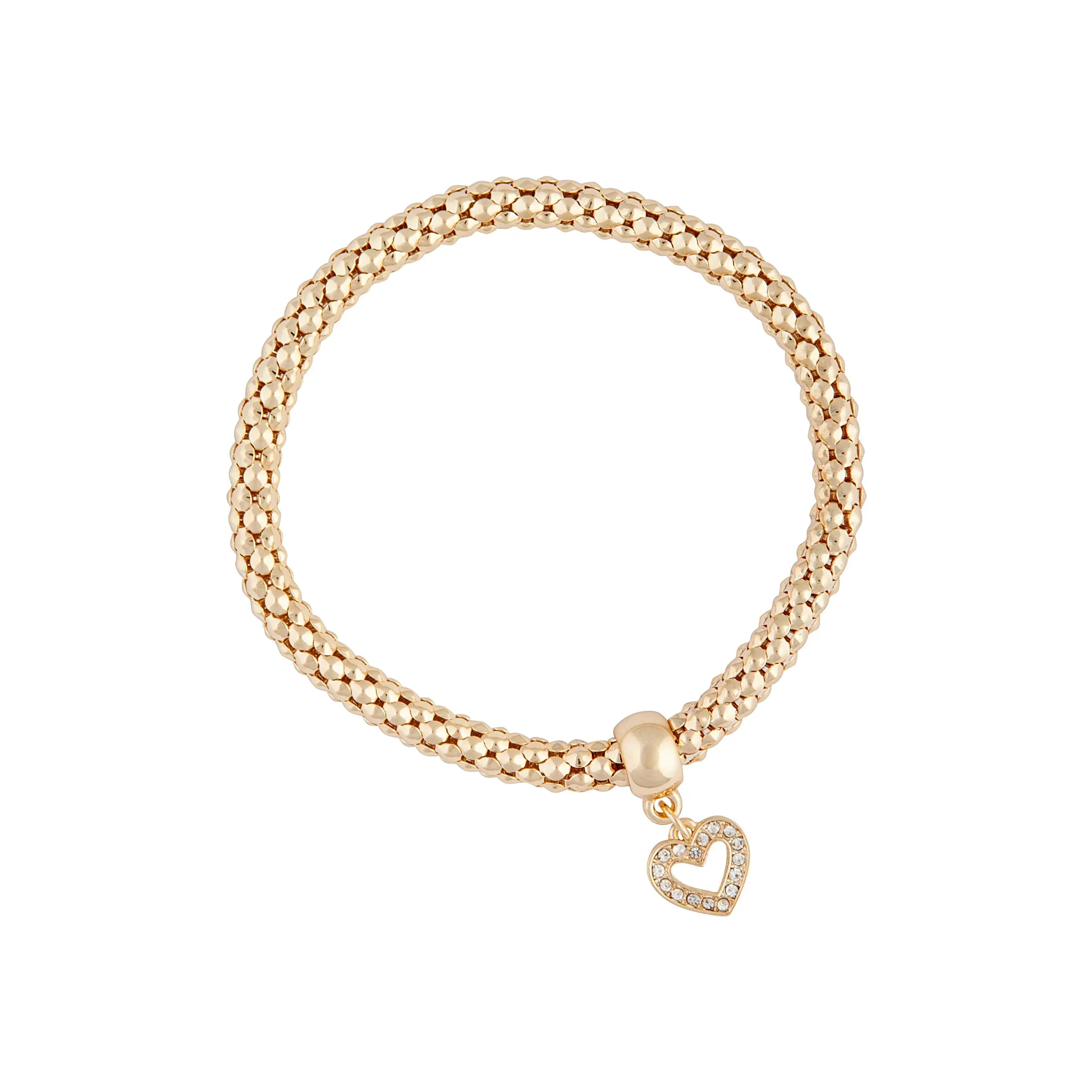 Gold Diamante Heart Charm Bracelet