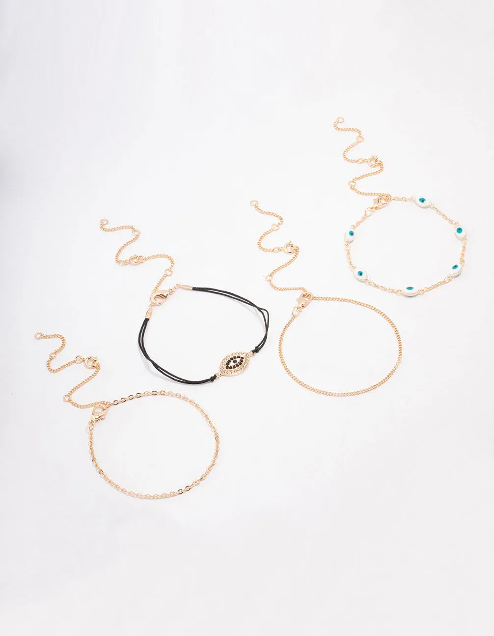 Gold Evil Eye Bracelet & Anklet 4-Pack