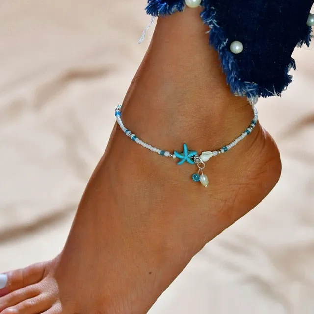 Gold Metal Shell Coconut Tree Ladies Anklets Bracelets