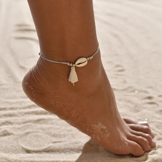 Gold Metal Shell Coconut Tree Ladies Anklets Bracelets