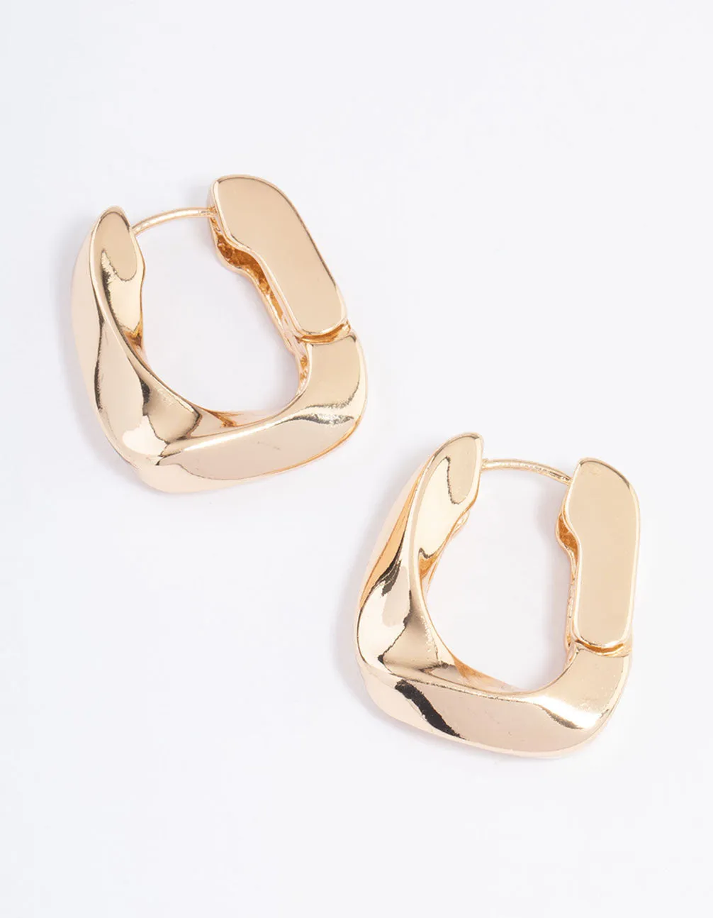 Gold Thick Twist Huggie Earrings