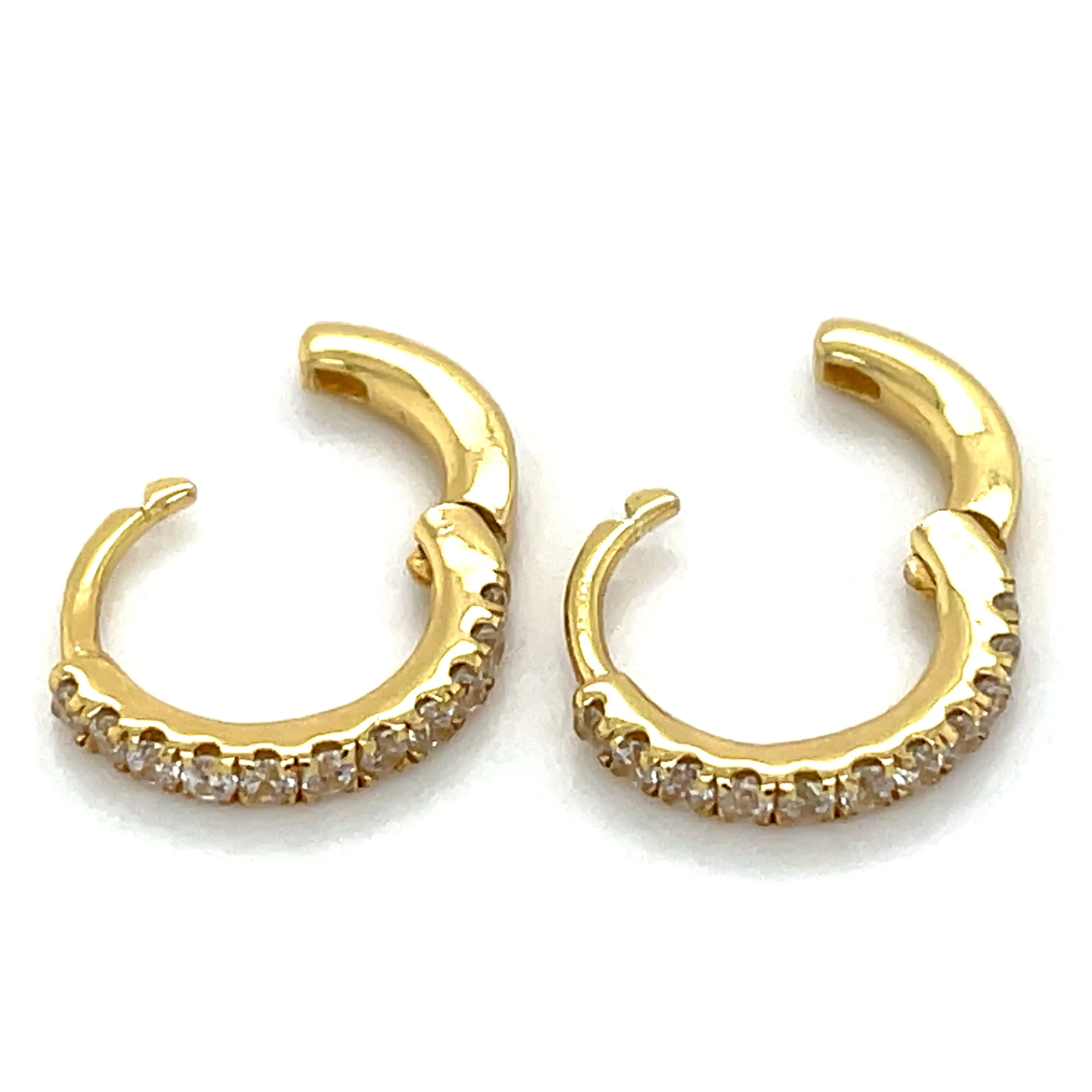 Golden Small Cz Clicker Hoop Earrings