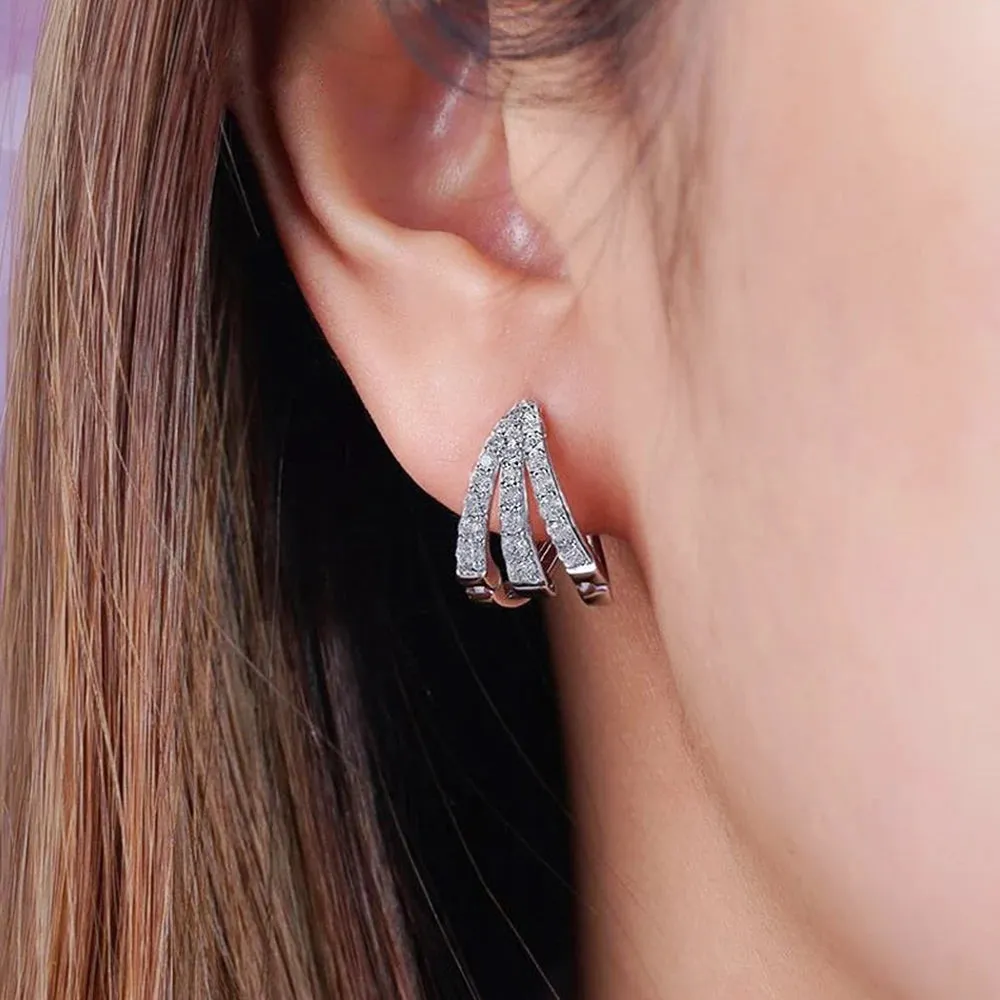 Huitan Silver Color Claws Stud Earrings with Crystal AAA CZ Stone Modern Design Fashion Versatile Accessories Women 2022 Jewelry