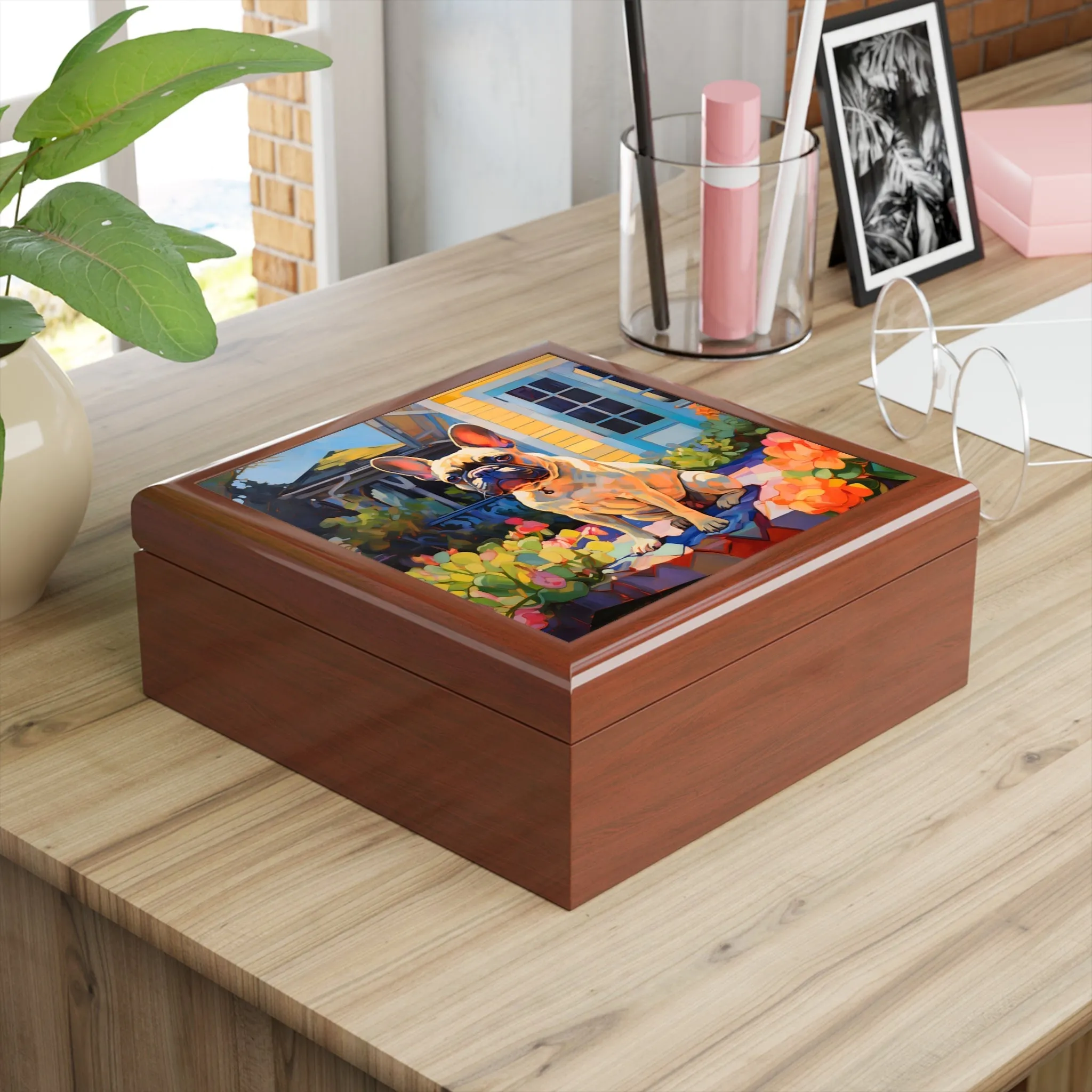 Impressionism French Bulldog Art Print Gift and Jewelry Box