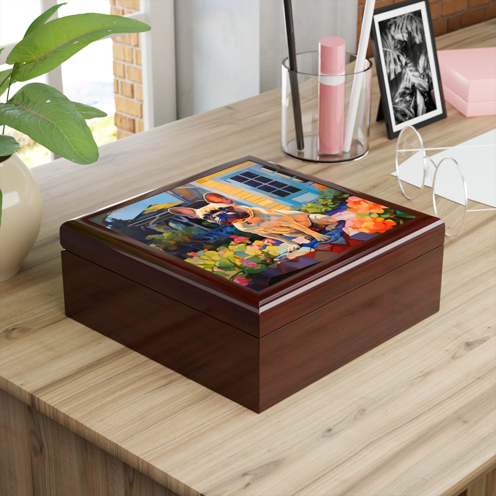 Impressionism French Bulldog Art Print Gift and Jewelry Box