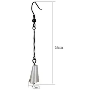 IP Black(Ion Plating) Stainless Steel Earrings with Synthetic Synthetic Glass in Clear for Women Clear Stone Color Style TK2381