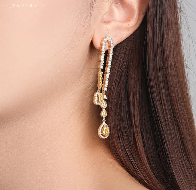 Jewelry Colorful Treasure Series European and American Cross-border Foreign Trade Fashion Water Drop Earrings