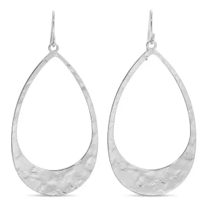 Long Gilded Contemporary Teardrop Earrings in Silver