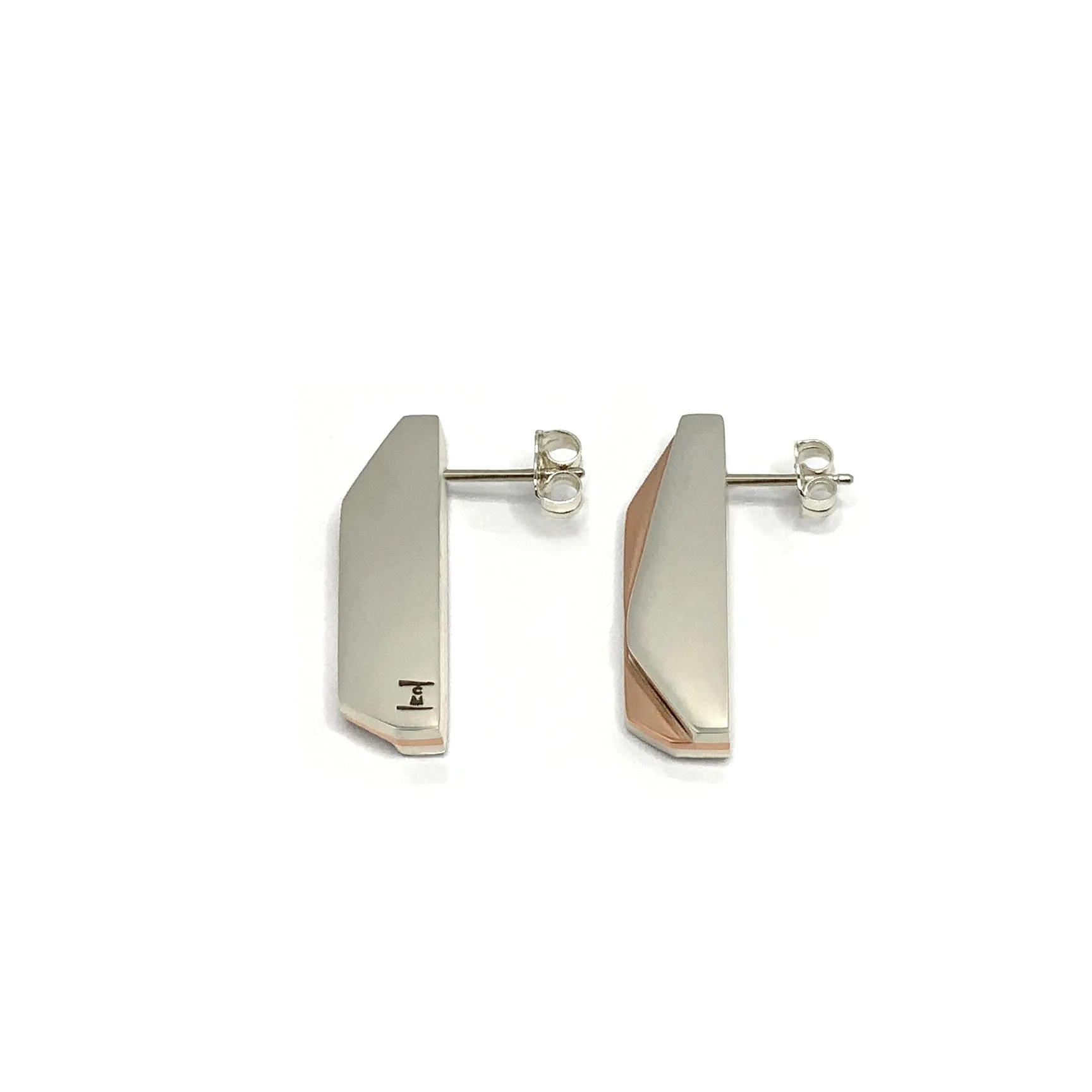 Long Two-tone Stud Earrings by Claudine Moncion