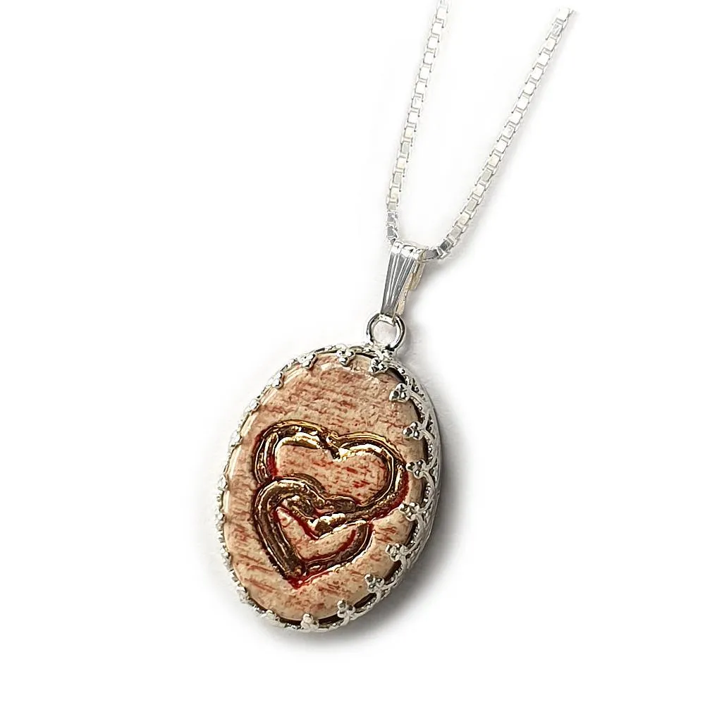 Love Handmade Ceramic Pendant And Silver Necklace