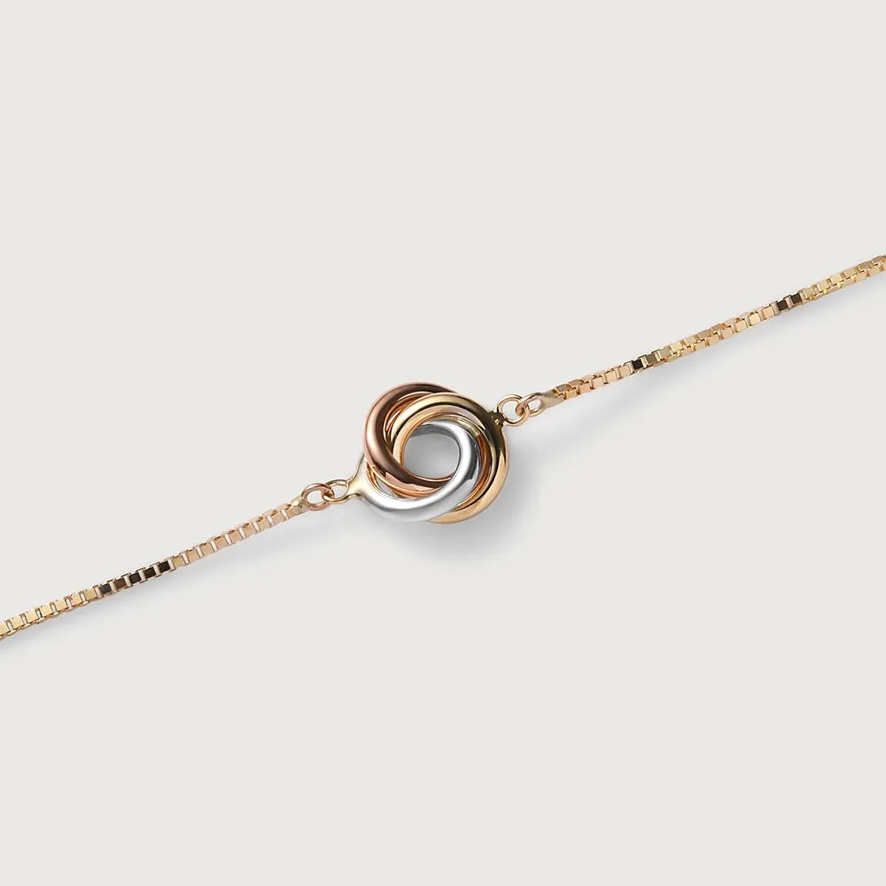 Lucky Rings Triple 9K Gold Station Bracelet