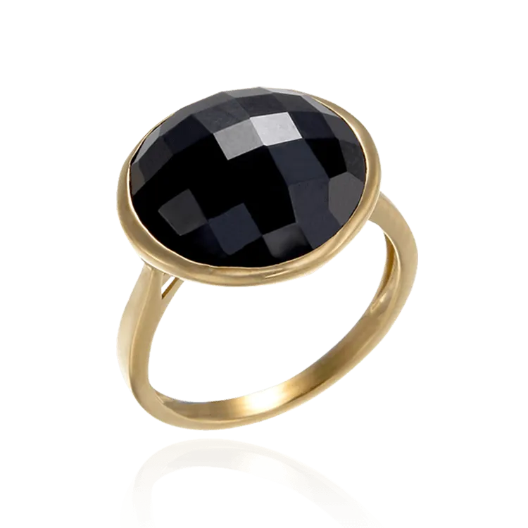 Lustrous Shimmering Black 18K Gold Vermeil Ring