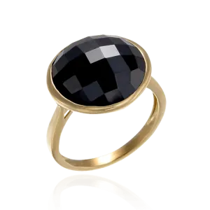 Lustrous Shimmering Black 18K Gold Vermeil Ring