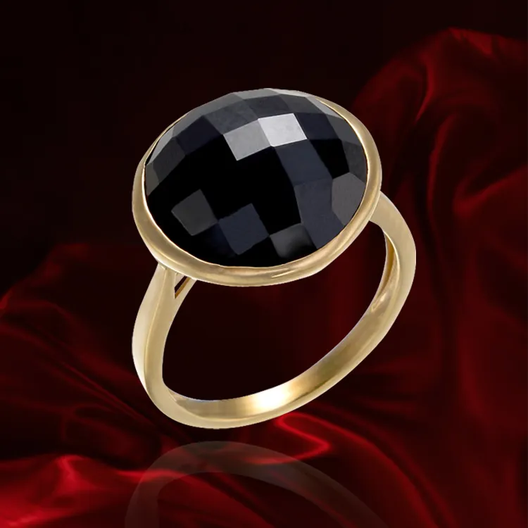 Lustrous Shimmering Black 18K Gold Vermeil Ring