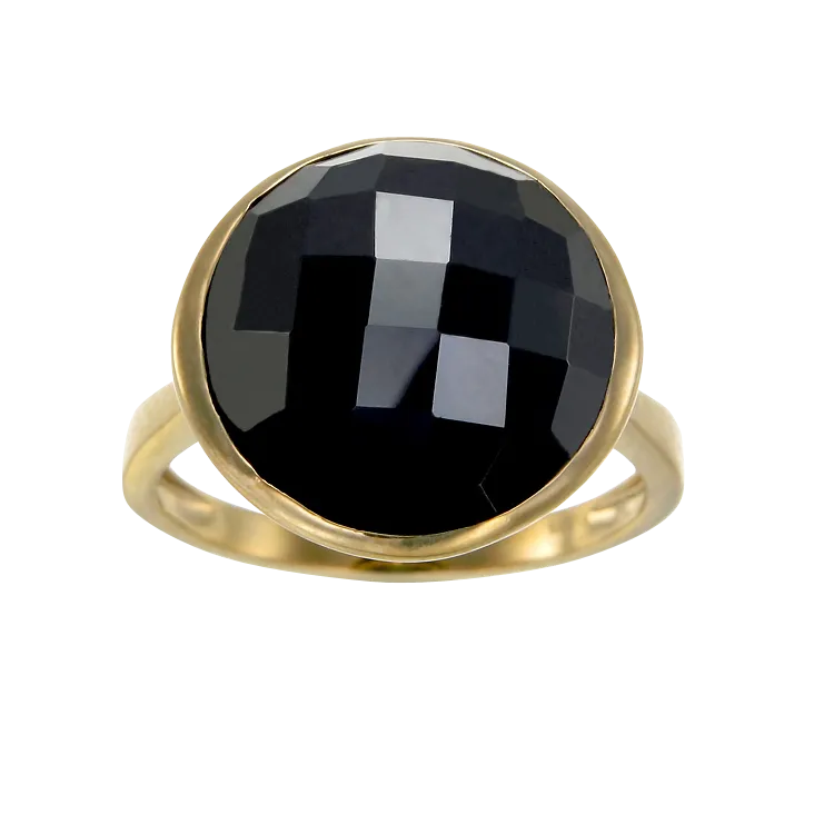 Lustrous Shimmering Black 18K Gold Vermeil Ring