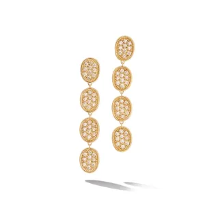 Marco Bicego Lunaria Collection 18K Yellow Gold and Diamond pave Link Linear Drop Earrings