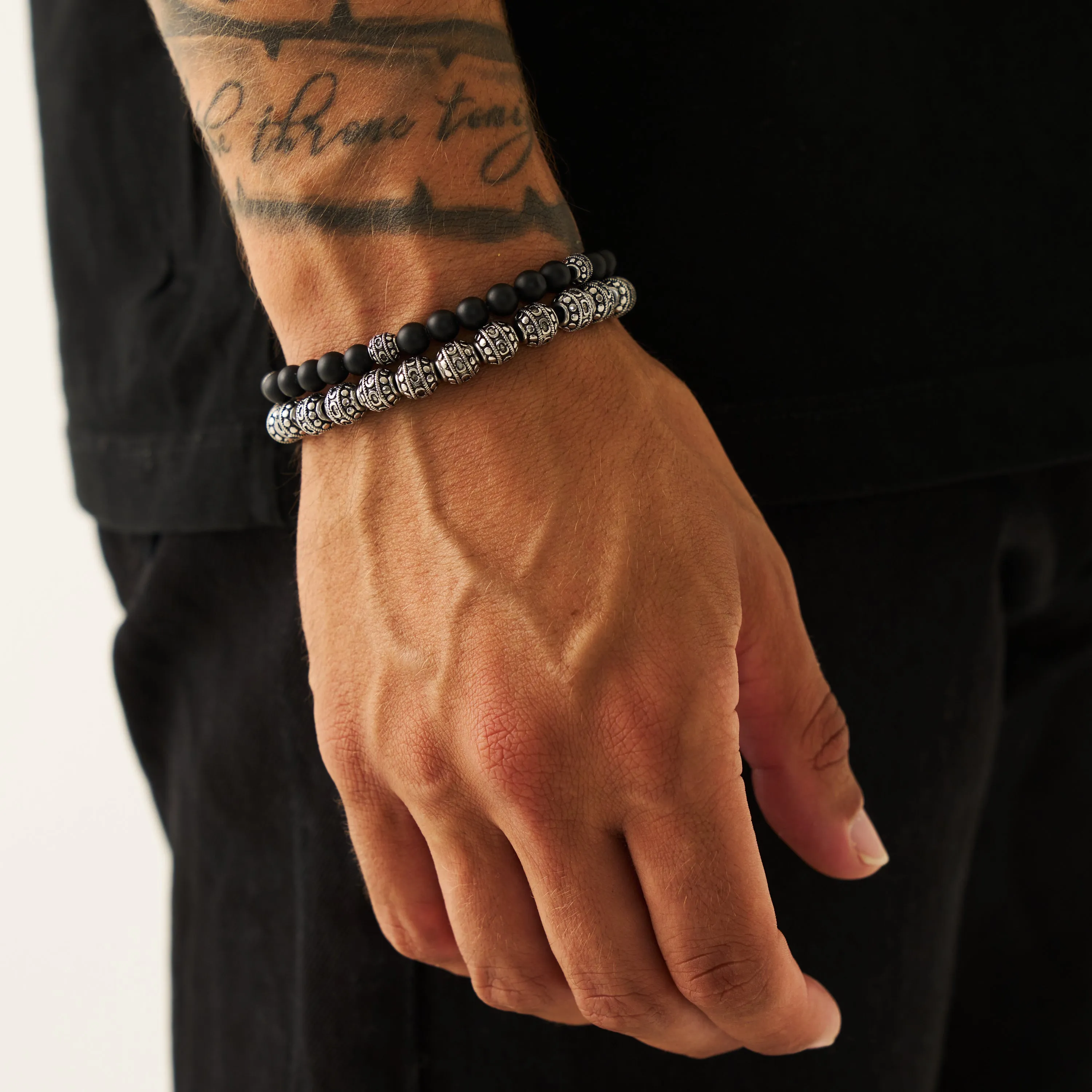 Matte Onyx Stone Bracelet (Silver)