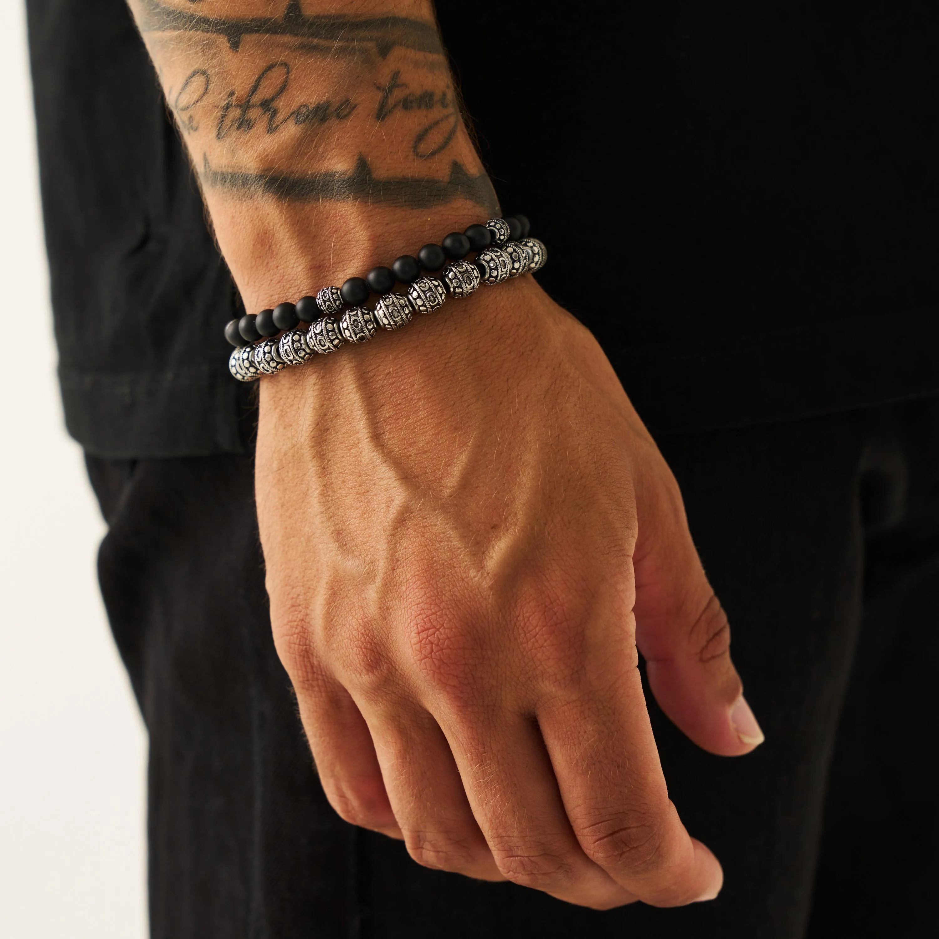 Matte Onyx Stone Bracelet (Silver)