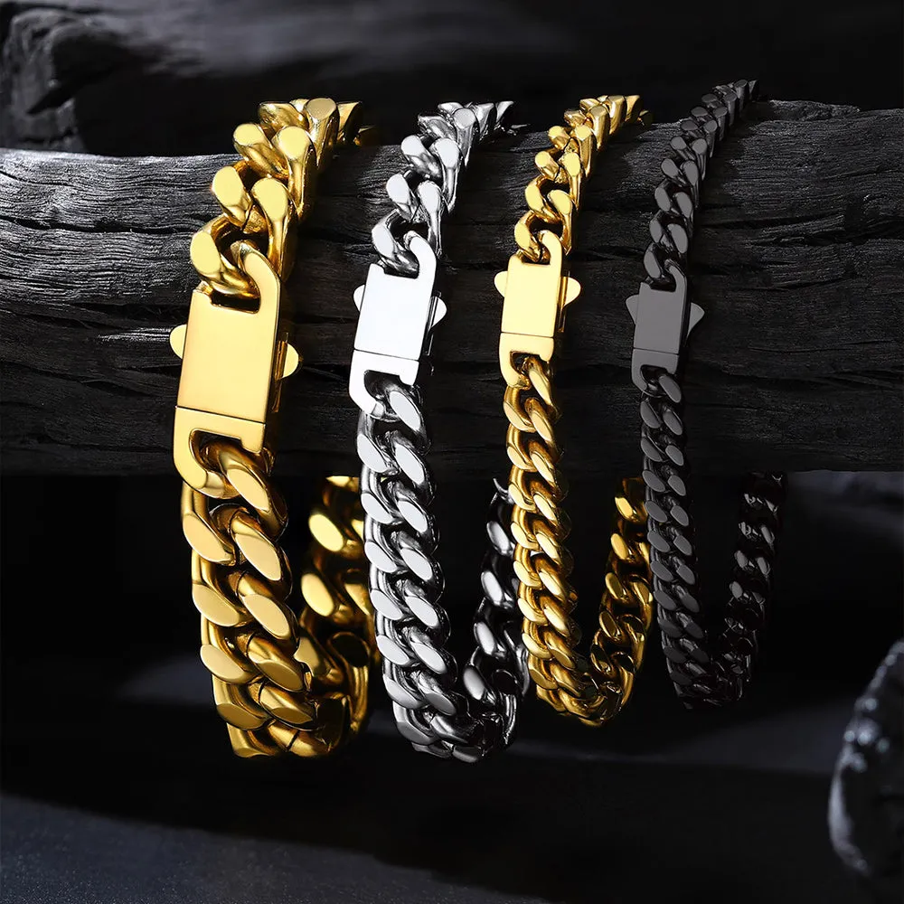 Miami Cuban Link Chain Bracelets for Men with 5/7/9/12mm Width