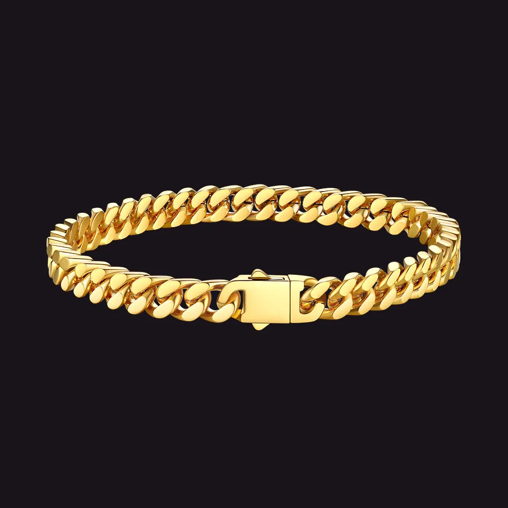 Miami Cuban Link Chain Bracelets for Men with 5/7/9/12mm Width