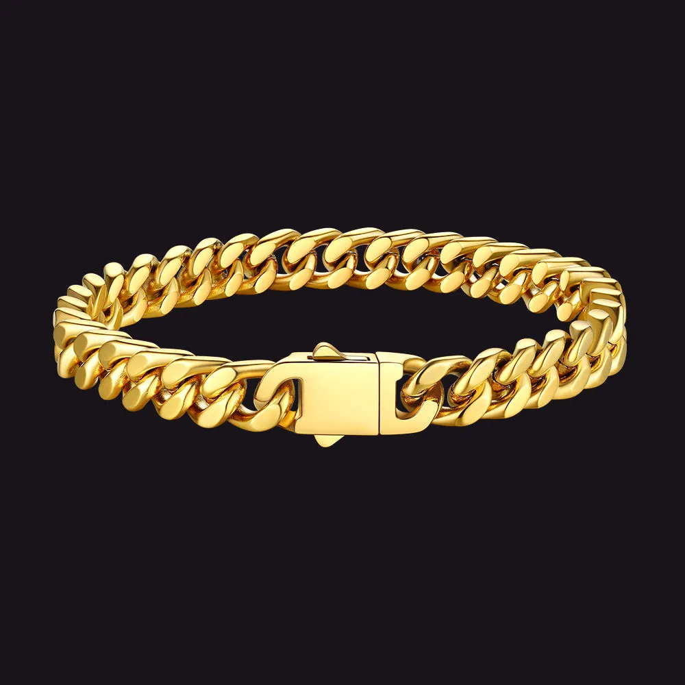 Miami Cuban Link Chain Bracelets for Men with 5/7/9/12mm Width