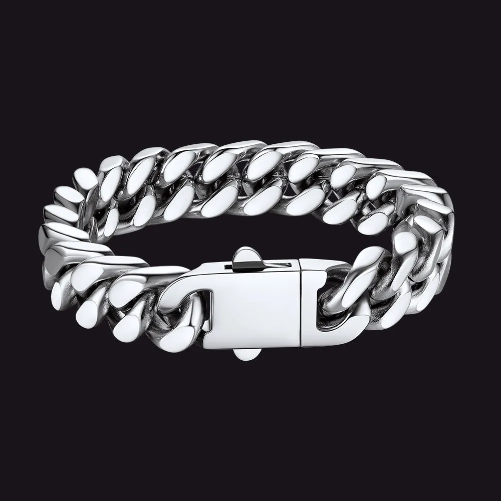 Miami Cuban Link Chain Bracelets for Men with 5/7/9/12mm Width