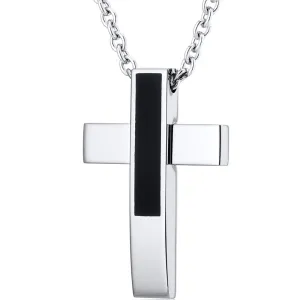 Minimalist Artistic Mirror Finish Stainless Steel Cross Pendant With 22 inch Chain