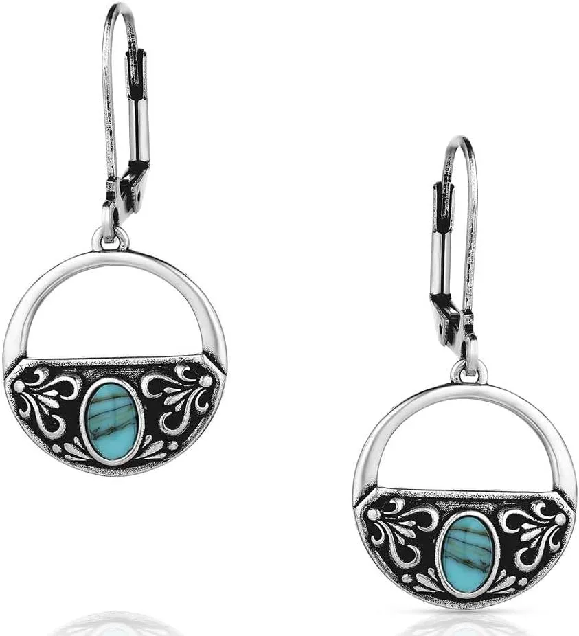 Montana Silversmiths Antiqued Silver Tone Treasured Embrace Turquoise Hypoallergenic French Wires Earrings