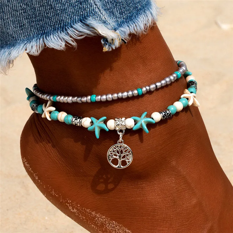 New Shell Beads Starfish Anklets for Women Beach Anklet Leg Bracelet Handmade Bohemian Foot Chain Boho Jewelry Sandals Gift