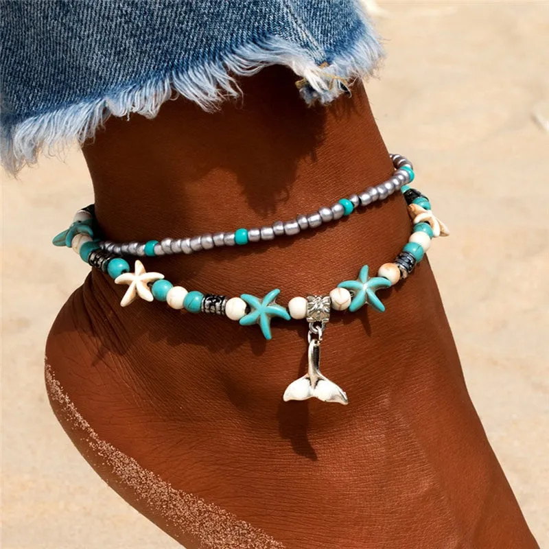 New Shell Beads Starfish Anklets for Women Beach Anklet Leg Bracelet Handmade Bohemian Foot Chain Boho Jewelry Sandals Gift