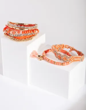 Orange Gold Friendship Bracelet 10 pack