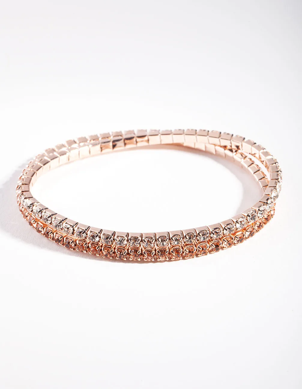 Rose Gold Crystal Diamante Bracelet Set