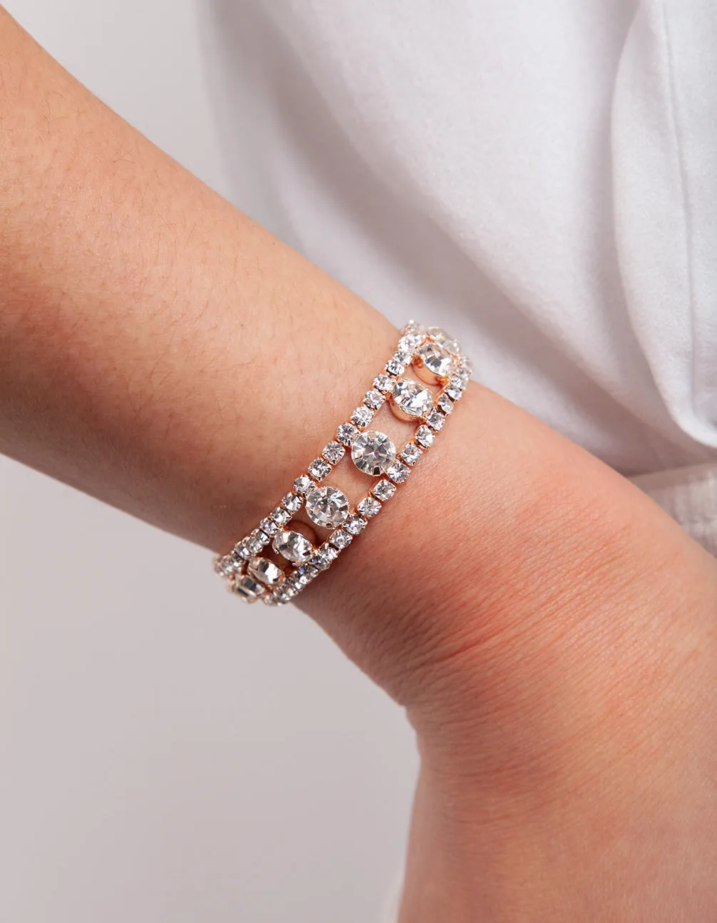 Rose Gold Diamante Cut-Out Bracelet