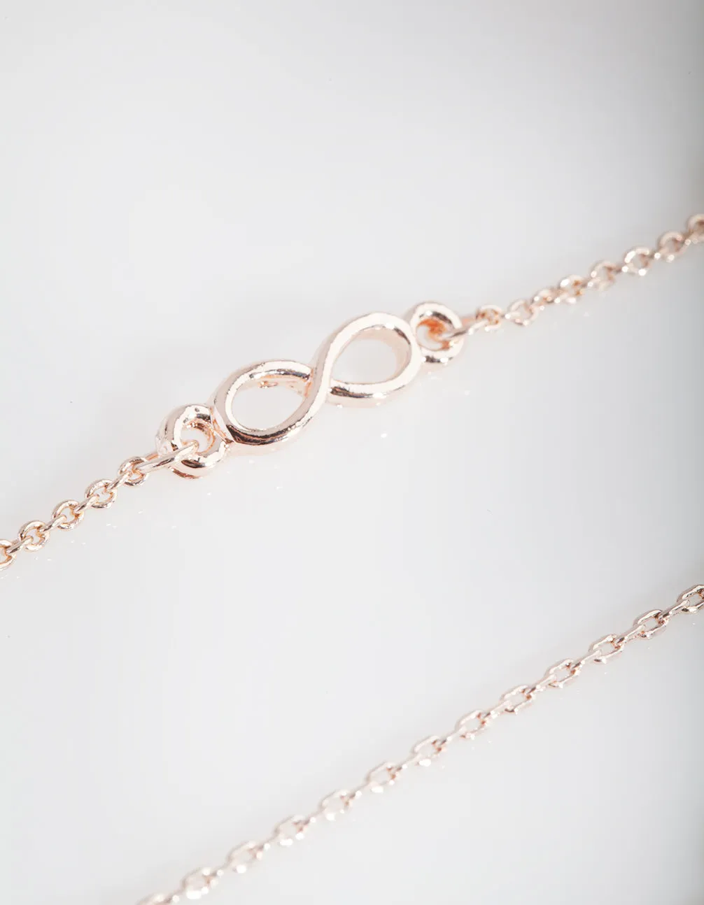 Rose Gold Leaf Infinity Bracelet Anklet 4-Pack