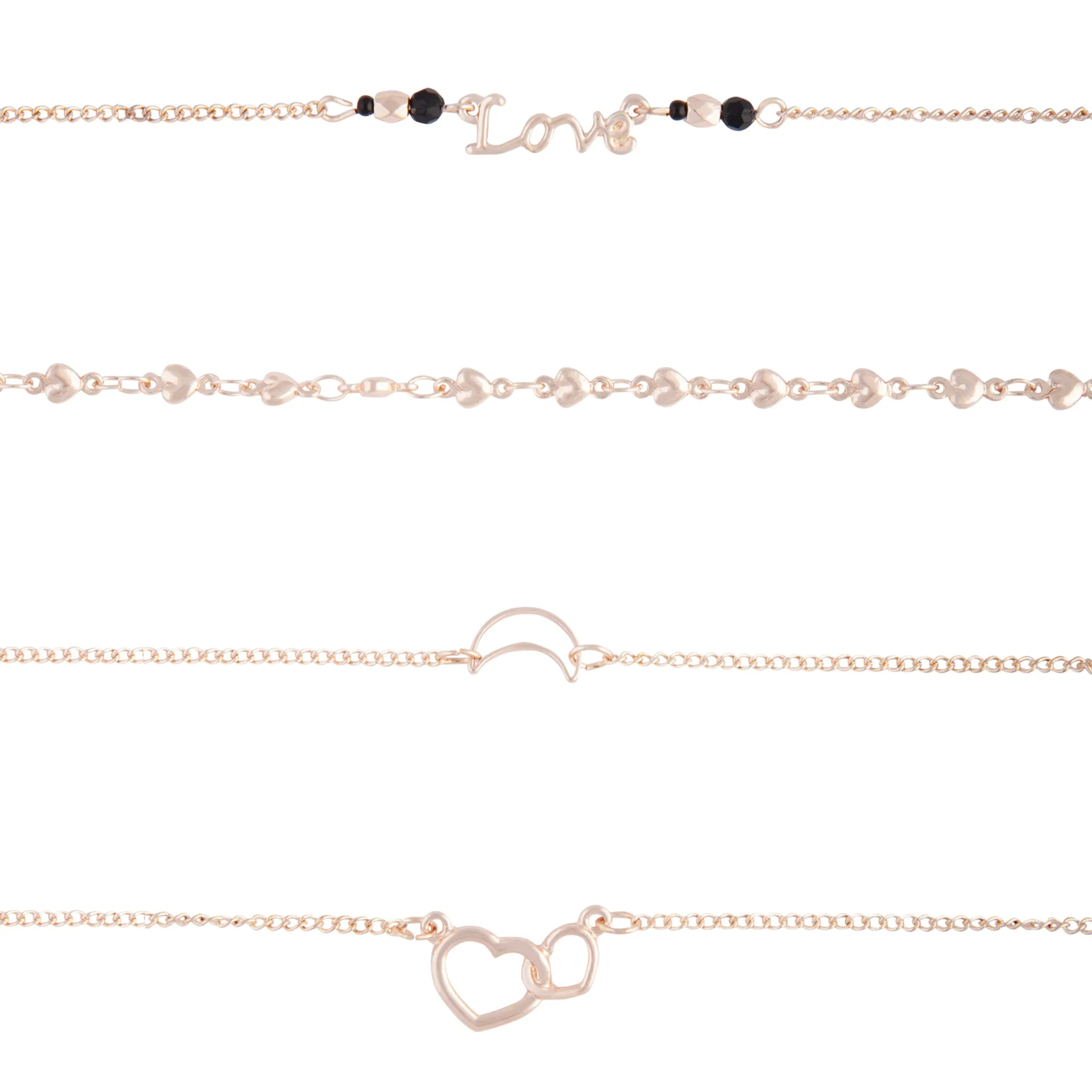 Rose Gold Love You To The Moon Bracelet 4 Pack