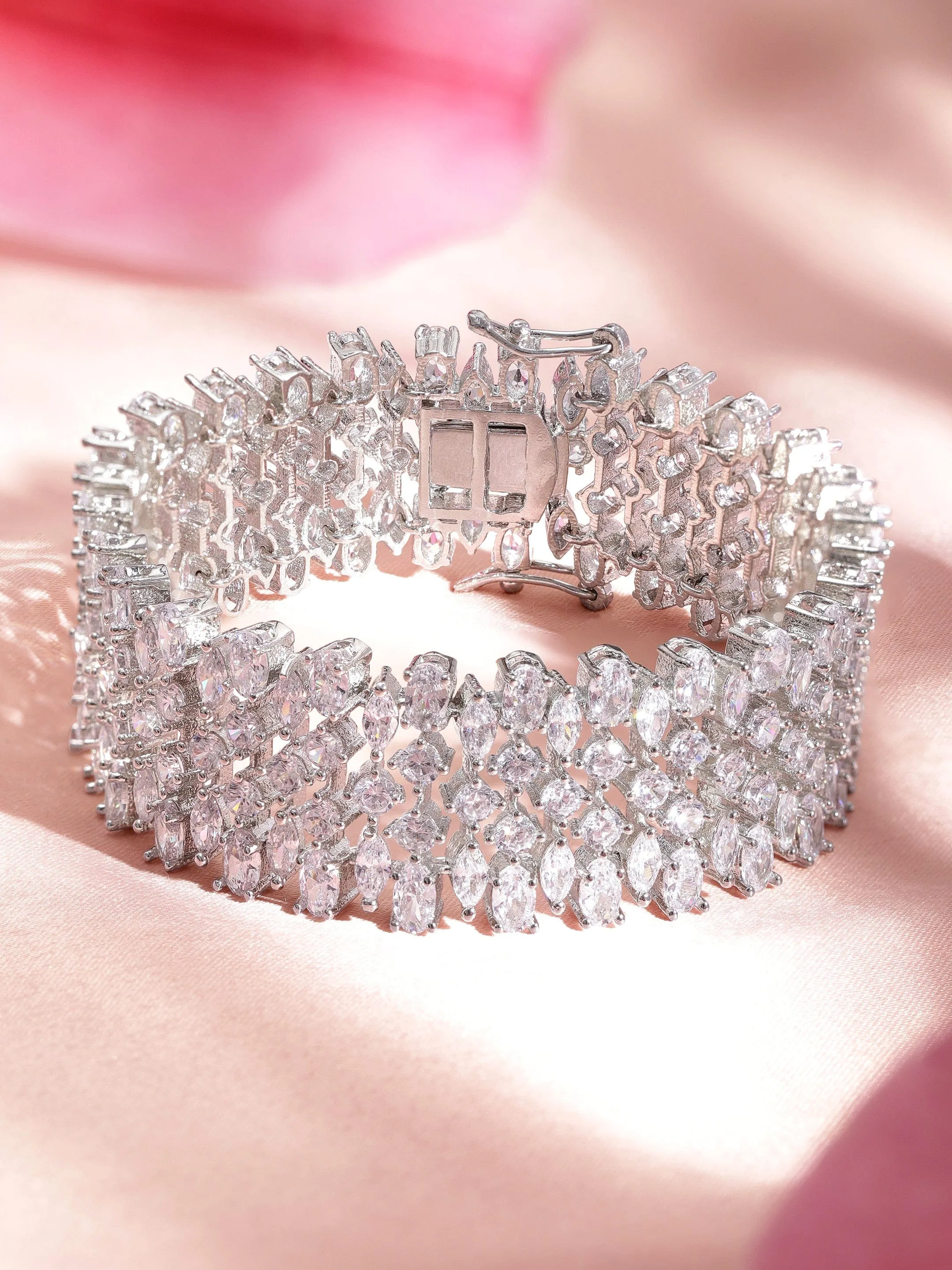 Rubans Rhodium plated Crystal Marquise Zirconia Demi-fine Statement Bracelet