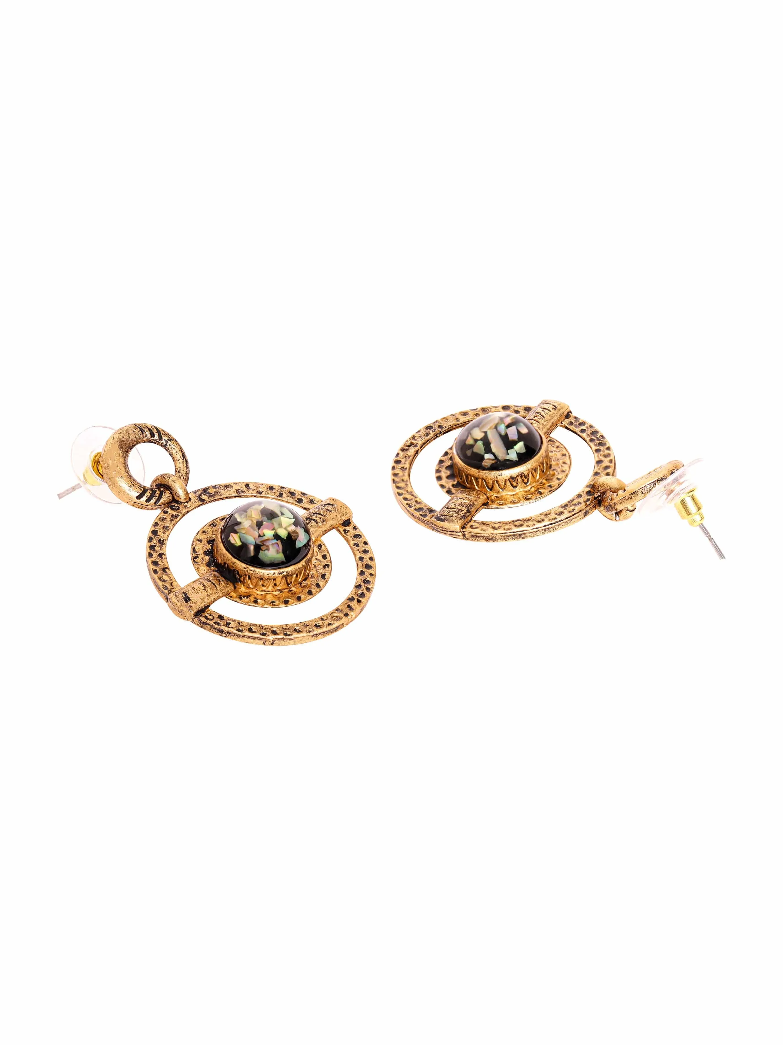 Rubans Timeless Elegance Oxidized Gold Plated Drop Earrings