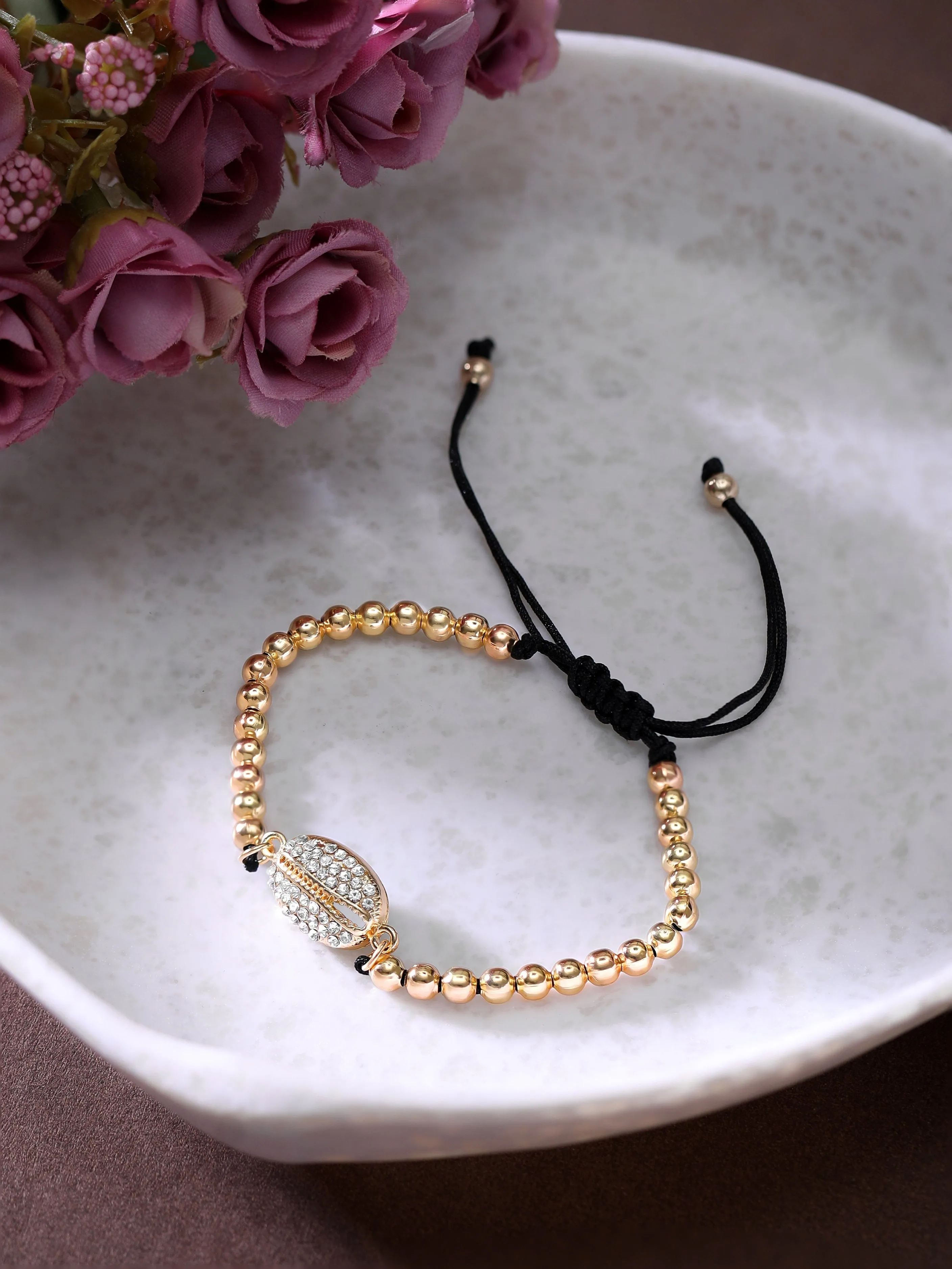 Rubans Voguish Gold Plated Bead Bracelet