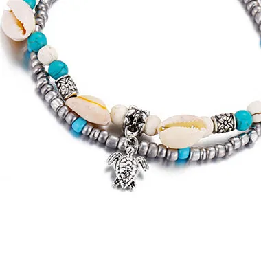 Shell Metal Turquoise Detail Turtle Anklet