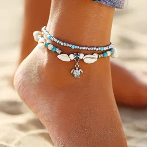 Shell Metal Turquoise Detail Turtle Anklet